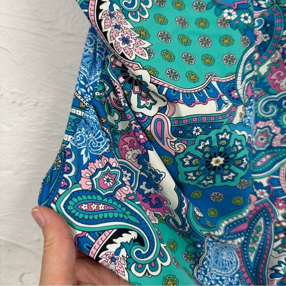 Spanx Assets Blue & Green Floral Paisley One Piece Swimsuit Womens XL Modest - Picture 3 of 13